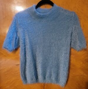 She + Sky Textured Blue Sweater
